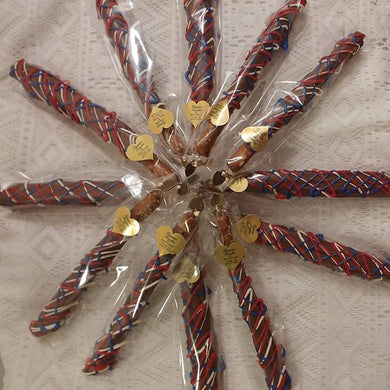 Milk Chocolate Dipped Pretzels Drizzled With Red, White & Blue Party Favor 12 ct pack