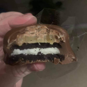 Double Dipped Milk Chocolate Double Stuffed Oreo Cookies With A Layer Of Buttery Vanilla Karamel