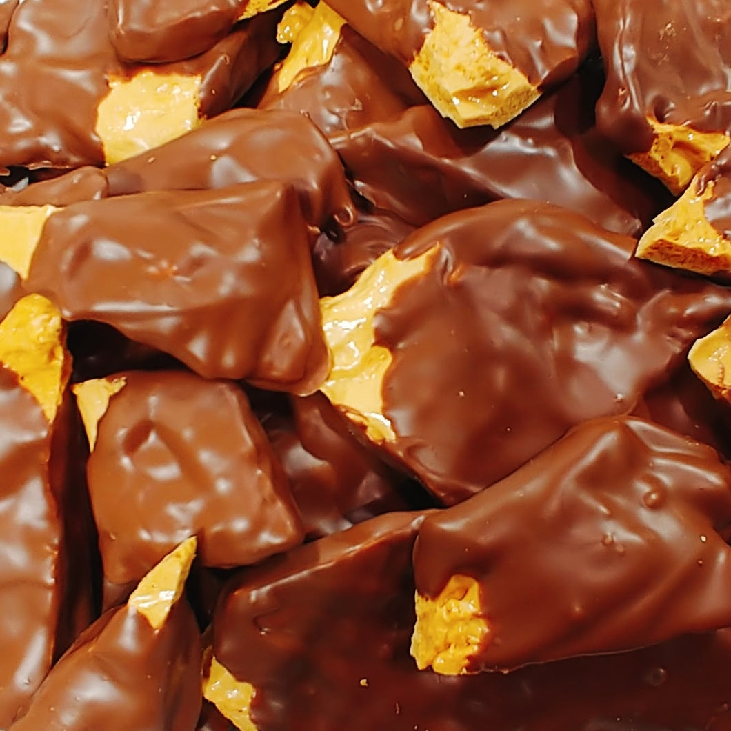 Honeycomb Hand Dipped In Milk Chocolate  ... Also Known As Sea Foam & Sponge Kandy