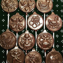 Load image into Gallery viewer, 12 Days Of Christmas Milk Chocolate Suckers Variety Pack Party Favor 12 ct