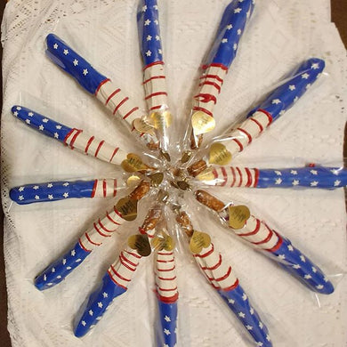 Flag Chocolate Dipped Pretzels  Party Favors 12 ct pack