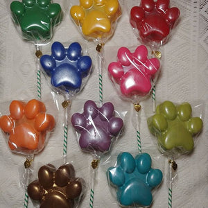 Paw Print Chocolate Dipped Cookie Pop Variety Pack Party Favor 5 ct (bottom 5 colors)