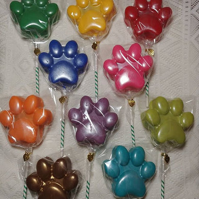 Paw Print Chocolate Dipped Cookie Pop Variety Pack Party Favor 5 ct (top 5 colors)