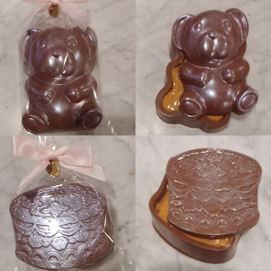 Milk Chocolate Peanut Butter Pink Teddy Bear & Cake Box Set