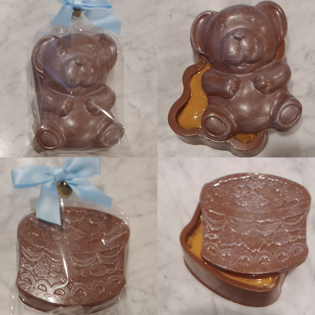 Milk Chocolate Peanut Butter Blue Teddy Bear & Cake Box Set