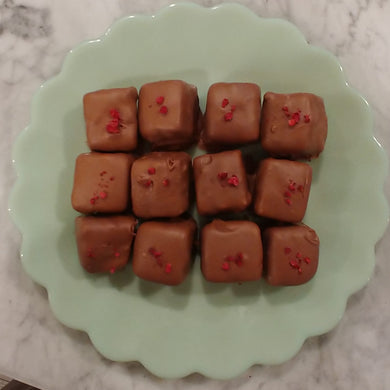 SUGAR FREE Raspberry Karamels Hand Dipped In Sugar-Free Milk Chocolate