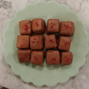 SUGAR FREE Raspberry Karamels Hand Dipped In Sugar-Free Milk Chocolate