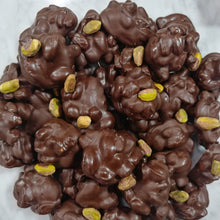 Load image into Gallery viewer, SUGAR FREE Hand Dipped Dark Chocolate Pistachio Cluster
