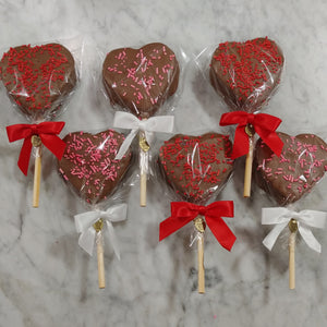 Homemade Heart Marshmallow Pops Hand Dipped in Milk Chocolate